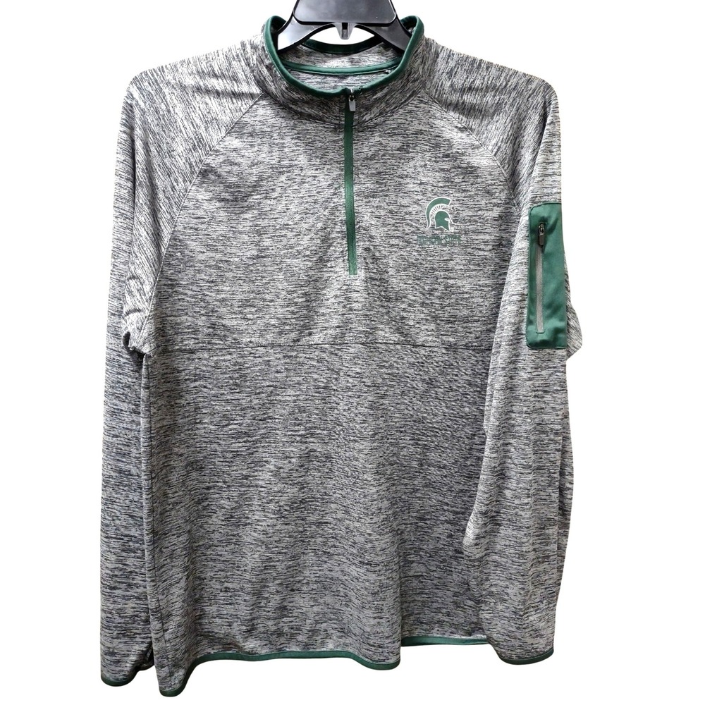 Michigan State Spartans Quarter Zip Pullover Gray‎ Long Sleeve Shirt